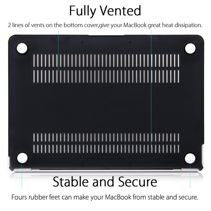 UESWILL Compatible with MacBook (Retina, 12-inch, 2015/2016/2017) Model: A1534, Smooth Soft Touch Matte Hard Shell Case Cover + Microfibre Cleaning Cloth, Black - Image 4